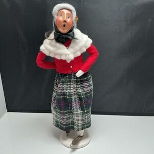 Byers Choice 1993 Limited Edition 53/100 Ice Skater Woman Plaid White Base RARE